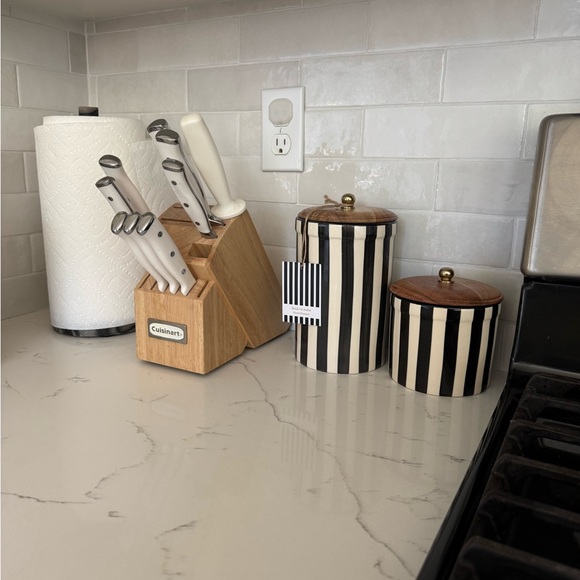 Striped Black and White Food Storage Canisters - Picture 3 of 4